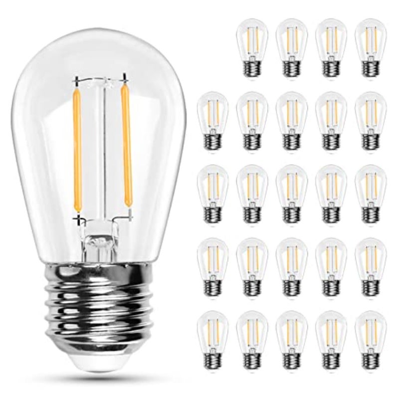 Outdoor indoor use, plastic S14 E27 LED bulbs, warm white 2700K, shatterproof and waterproof, AC220-240V, 25P 2W - Image 1