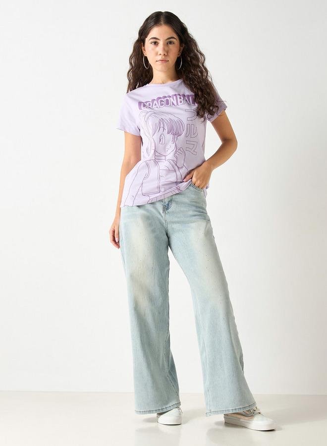 SP Characters Dragon Ball Print T-shirt with Crew Neck and Short Sleeves - Image 2