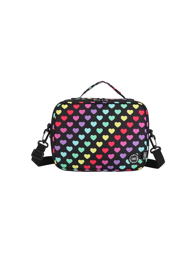 CUBS Heart Print Waterproof Lunch Bag With Removable Shoulder Strap Carrying Your Favorite Meals To School Work Or While Traveling - Image 1