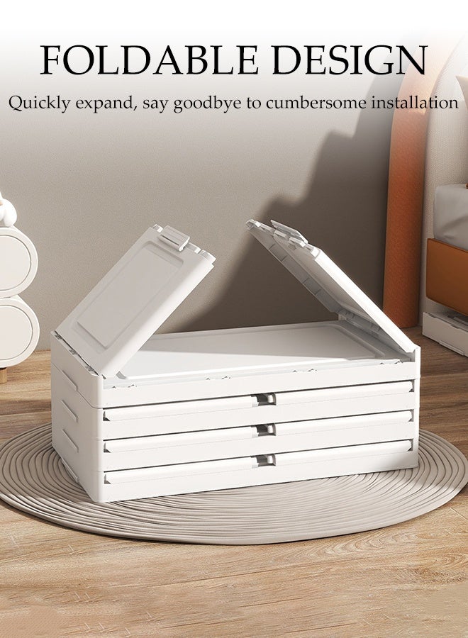 Spides 5 Tiers Foldable Storage Multifunctional Double Door Installation Free Storage Bins Cabinet with Wheels Freestanding Stackable Drawer Cabinet for Home, Office，Bedroom， Living Room， Study - Image 3