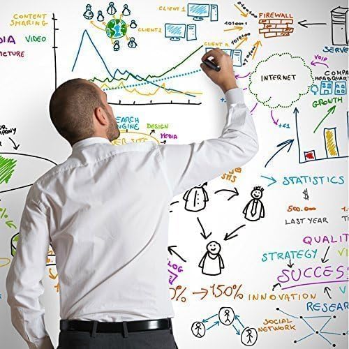 AMAZBIRD Self-Adhesive Whiteboard Sticker Wall Sticker Plastic Vinyl Dry Erase Large Contact Paper Roll for Children DIY Works School Classroom Home Office (24 X 148 Inch, Whiteboard Vinyl) - Image 2
