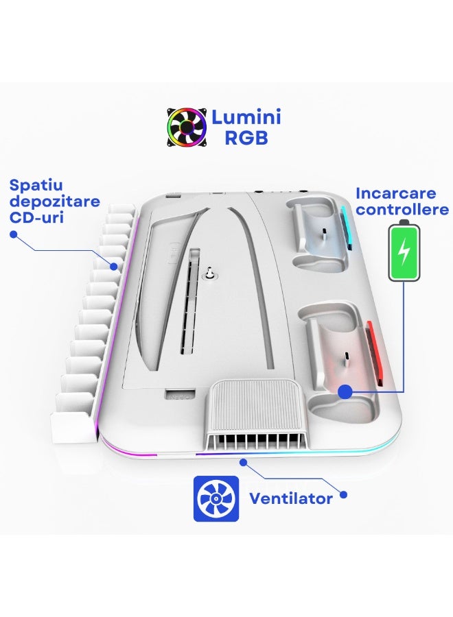 XiuWoo PS5 Stand and Cooling Station with Dual Controller Charger, Headset Holder & Cooling Fan, Multifunctional Vertical Stand for PlayStation 5 Console, Compatible with PS5 Slim, Pro, and Standard - Image 2