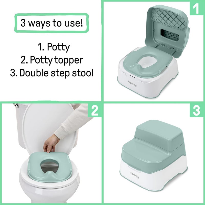 Ingenuity Prepare to Potty 3in1 System  Potty Training Toilet Topper Step Stool Easy Setup for Toddlers Ages 18 Months - Image 2