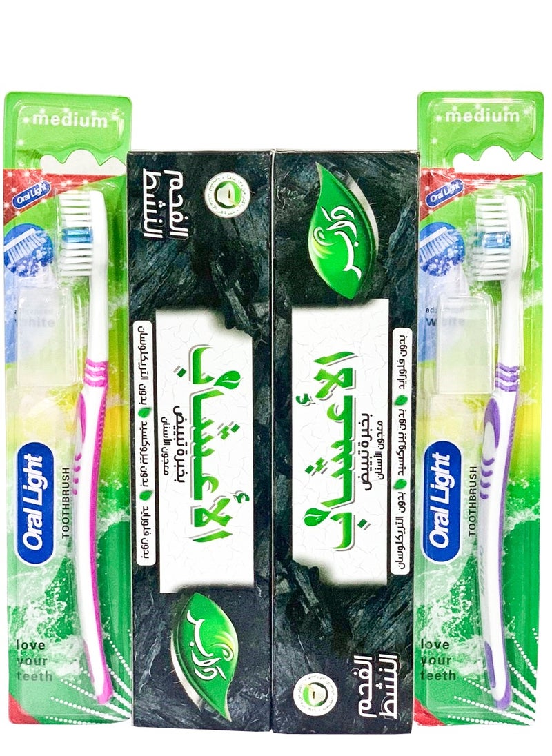 Dabur Herb'l Dabur Herb'l Expert Whitening With Activated Charcoal140 gm, 2 pieces + 2 Brushes free Multi Color 