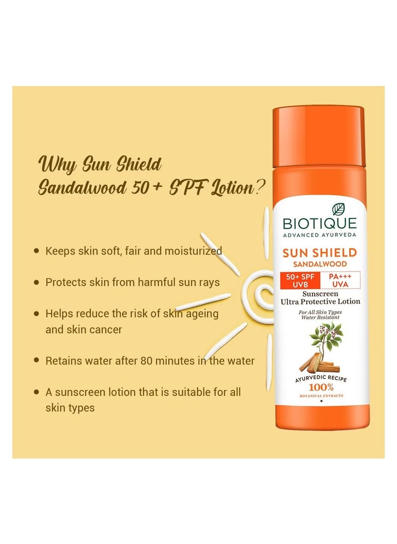 Biotique Sun Shield Sandalwood SPF 50 Sunscreen 120ml  - Image 3