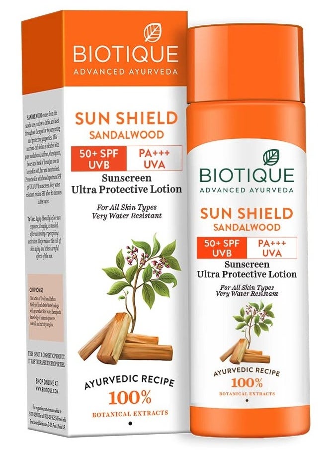 Biotique Sun Shield Sandalwood SPF 50 Sunscreen 120ml  - Image 1