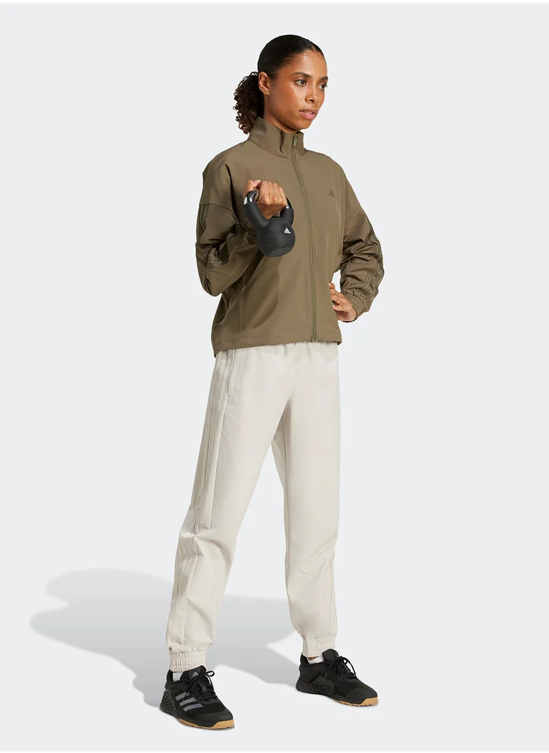 اديداس Pacer All Gym 3 Stripes Woven Mid-Rise Joggers