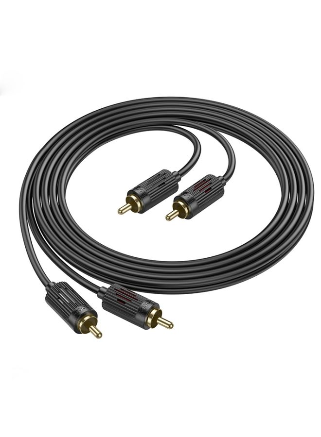 BURAQ hoco UPA29 2RCA Red and White Double Lotus Audio Cable(Black)  - Image 1