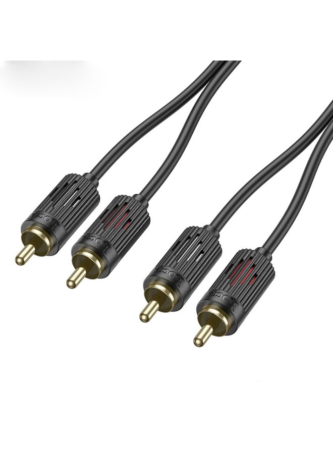 BURAQ hoco UPA29 2RCA Red and White Double Lotus Audio Cable(Black)  - Image 3