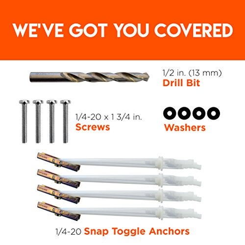 ECHOGEAR Steel Stud TV Mounting Kit - Tilt & Low Profile - Includes 4 Snaptoggle Anchors, Drill Bit, Screws & Washers - Compatible with 16 to 65 inch TVs - Image 3