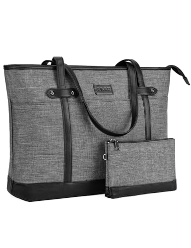 RAVUO Laptop Tote Bag for Women, Water Resistant Lightweight 15.6 Inch Laptop Bag Travel Handbag with Front 3 Pockets - Image 1