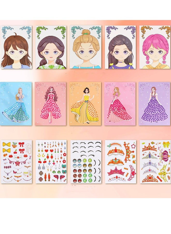 LCAREMOM Art Craft Activity for Kids, Paper Craft Kits, Paper Makeup DIY Girls Toy Kit with Diamond Painting and Princess Dress up Set, Ideal Birthday Gift for Girls Ages 3+ Year Old  - Image 3