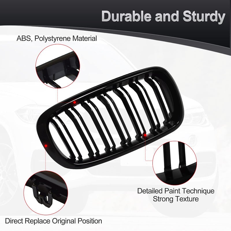Generic ATPOEN X5 F15 Grill Grille, Front Grill Bumper Kidney Double Slats for BMW X5 F15 X6 F16 X5M F85 X6M F86 2014 2015 2016 2017 2018 2019 Gloss Black  - Image 2