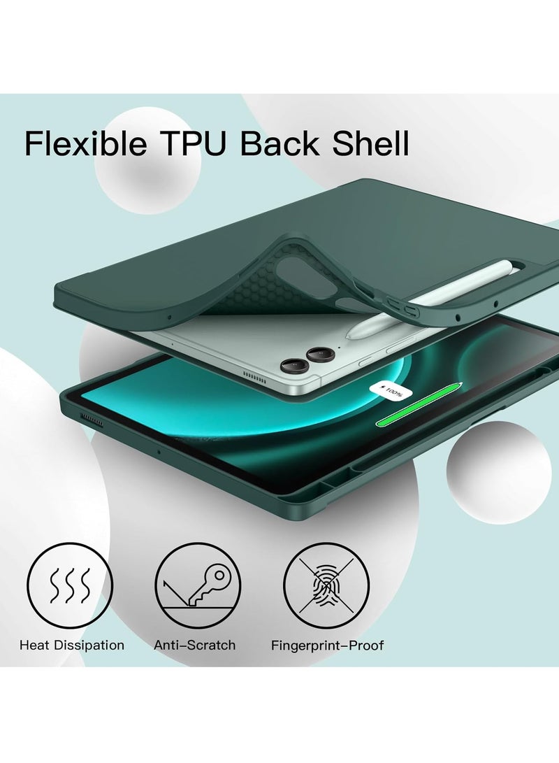 DUSALA Case for Samsung Galaxy Tab S9 FE Plus 12.4 Inch with S Pen Holder, Soft TPU Tri-Fold Stand Protective Tablet Cover, Support S Pen Charging, Auto Wake/Sleep - Image 3