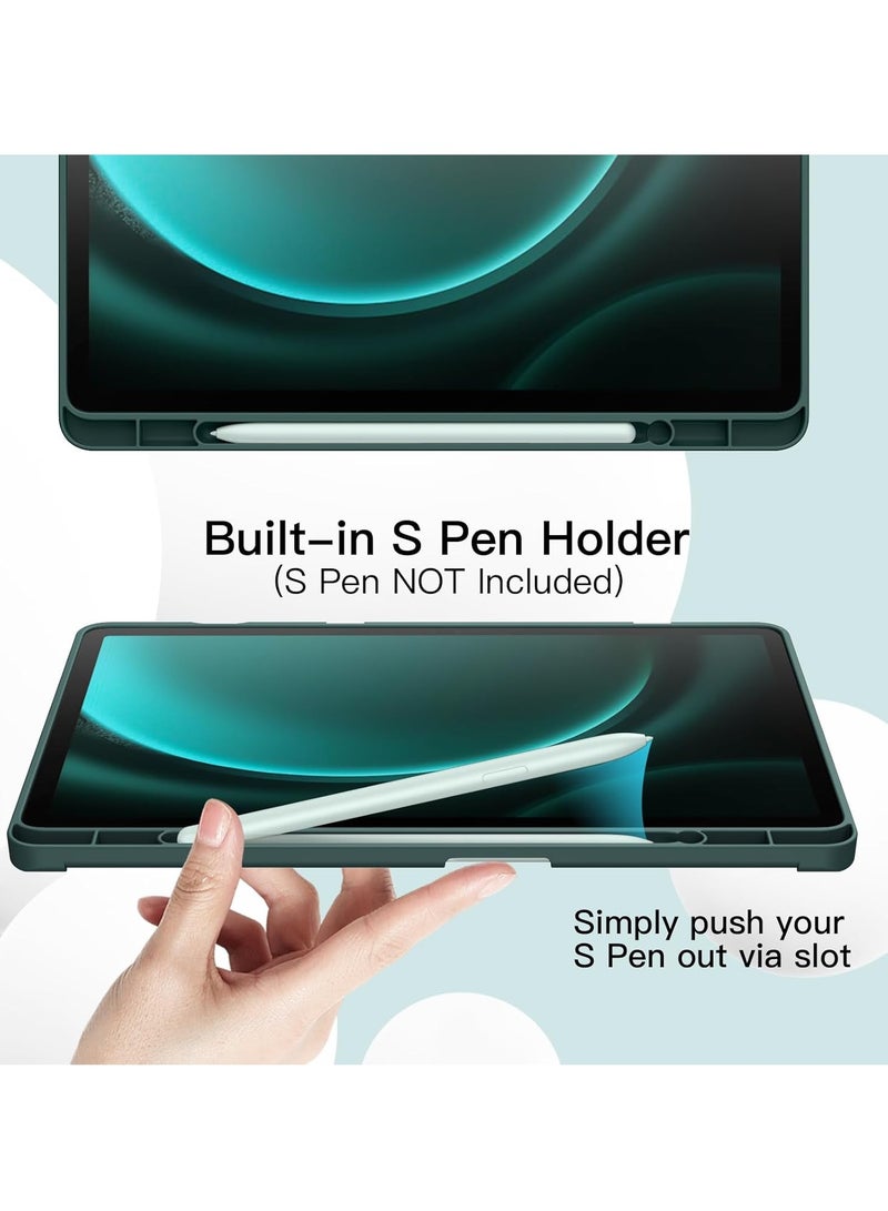 DUSALA Case for Samsung Galaxy Tab S9 FE Plus 12.4 Inch with S Pen Holder, Soft TPU Tri-Fold Stand Protective Tablet Cover, Support S Pen Charging, Auto Wake/Sleep - Image 4