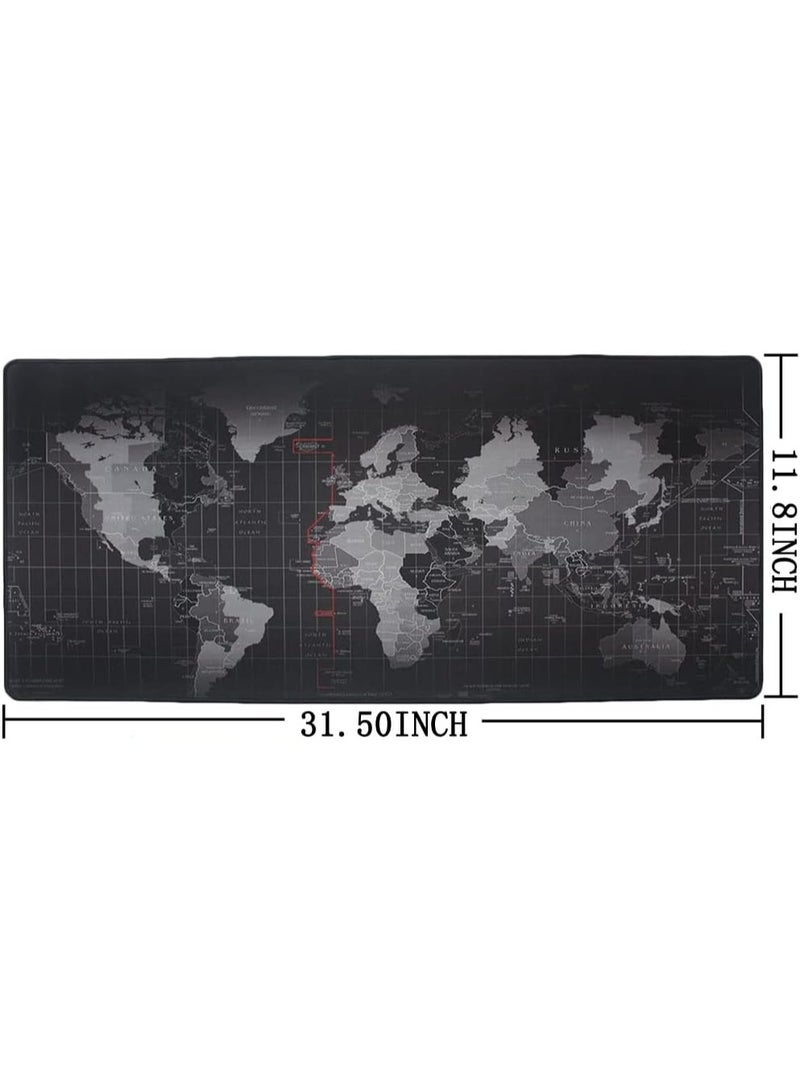 XXL World Map Gaming Mouse Pad – Extended Desk Mat with Stitched Edges & Non-Slip Rubber Base, Large Mousepad for Office, Keyboard & Laptop Setup - Image 2