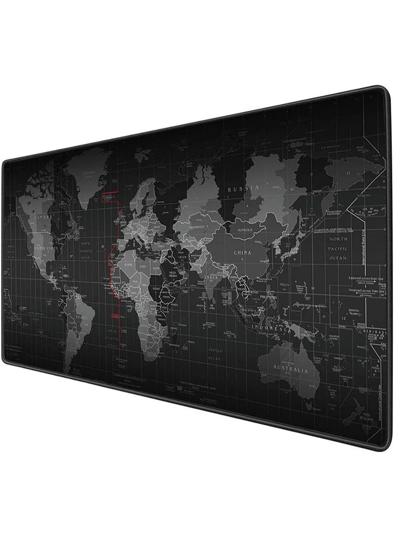 XXL World Map Gaming Mouse Pad – Extended Desk Mat with Stitched Edges & Non-Slip Rubber Base, Large Mousepad for Office, Keyboard & Laptop Setup - Image 3