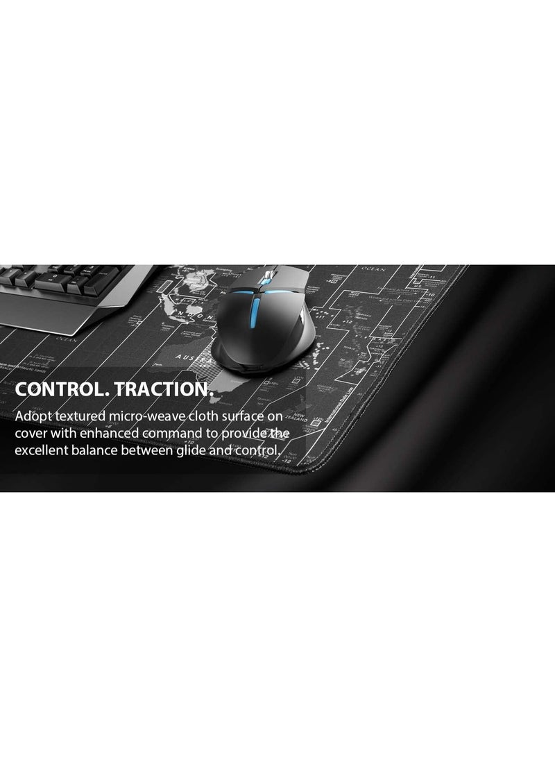XXL World Map Gaming Mouse Pad – Extended Desk Mat with Stitched Edges & Non-Slip Rubber Base, Large Mousepad for Office, Keyboard & Laptop Setup - Image 5
