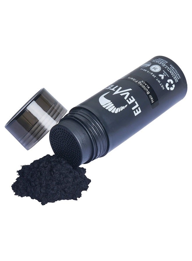 ELEVATE Hair Fibers for Thinning Hair (BLACK) 100% Natural & Undetectable Keratin Hair Fibers to Instantly Thicken Thinning & Balding Hair in 30 sec for Men & Women - Natural Hair Loss Concealer 28g - Image 5