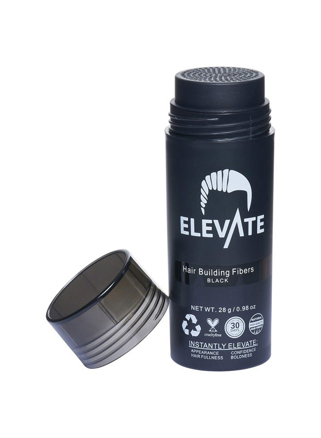 ELEVATE Hair Fibers for Thinning Hair (BLACK) 100% Natural & Undetectable Keratin Hair Fibers to Instantly Thicken Thinning & Balding Hair in 30 sec for Men & Women - Natural Hair Loss Concealer 28g - Image 3