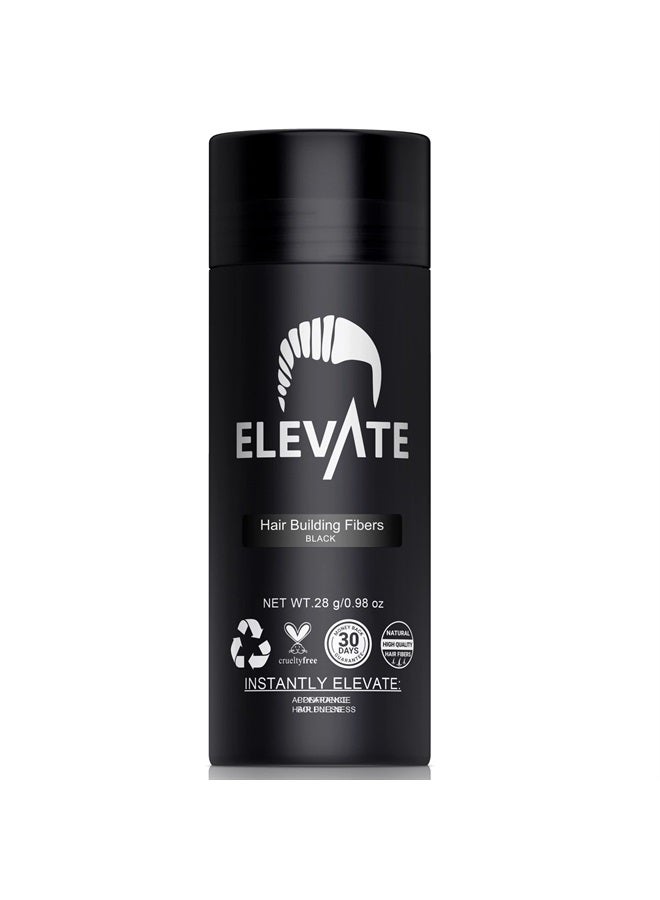 ELEVATE Hair Fibers for Thinning Hair (BLACK) 100% Natural & Undetectable Keratin Hair Fibers to Instantly Thicken Thinning & Balding Hair in 30 sec for Men & Women - Natural Hair Loss Concealer 28g - Image 1