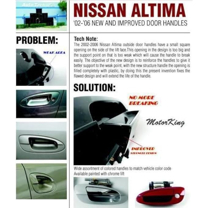 ريحني متوافق مع نيسان أمامية على الجانب الأيسر من السائق 20022006 ألتيما QX3 ساتان وايت لؤلؤي خارجي، مقبض باب خارجي 2002 2003 2004 2005 2006 - Image 3