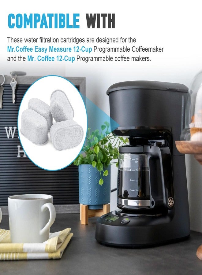 CHAR YONG فلتر قهوة مائي نشط سعة 12 كوبًا، مناسب لماكينة صنع القهوة Mr.Coffee، خرطوشة فلتر مياه بديلة، كبسولات فلتر قابلة لإعادة الاستخدام مع فحم نشط، تزيل الشوائب والكالسيوم والكلور والروائح (4 قطع) - Image 3