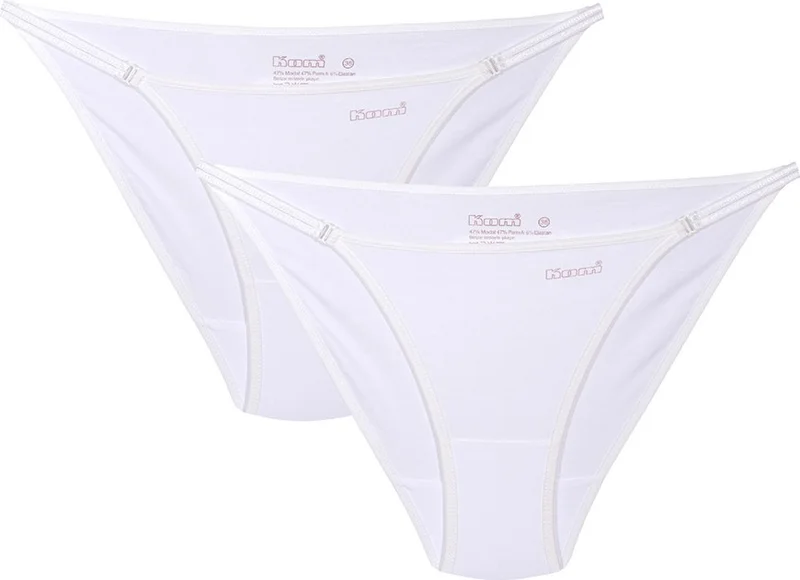 KOM Patternless Cotton Modal Women's Slip Panties Basic Thong 2-Piece
