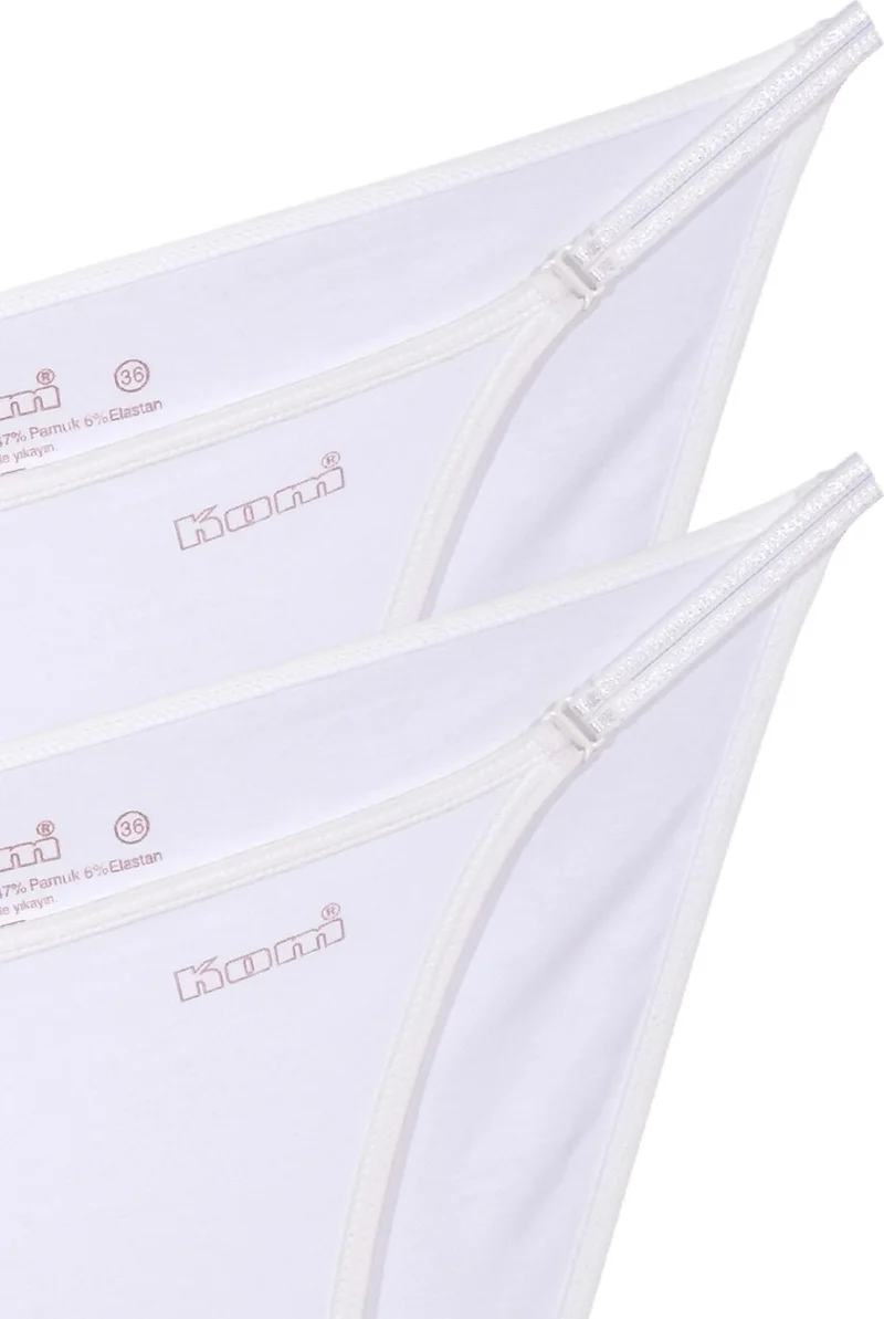 KOM Patternless Cotton Modal Women's Slip Panties Basic Thong 2-Piece