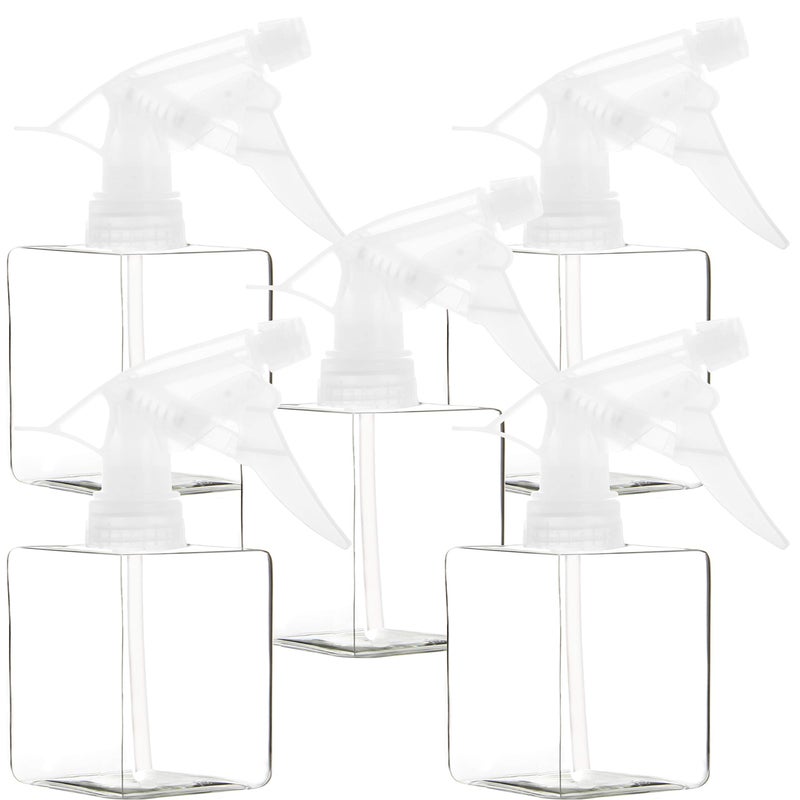 Youngever 5 Pack Empty Plastic Spray Bottles, Clear Square Spray Bottles for Hair and Cleaning Solutions (12 Ounce) - Image 1