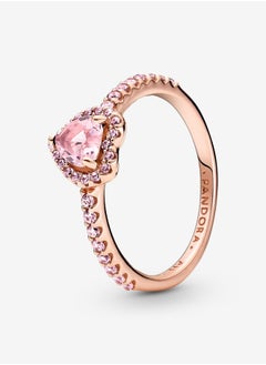 PANDORA Pandora Timeless 14k Rose Gold Plating Sparkling Elevated Heart Ring for Women 188421C04  - Image 1