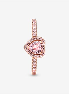 PANDORA Pandora Timeless 14k Rose Gold Plating Sparkling Elevated Heart Ring for Women 188421C04  - Image 4