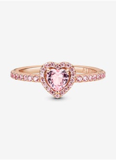 PANDORA Pandora Timeless 14k Rose Gold Plating Sparkling Elevated Heart Ring for Women 188421C04  - Image 3