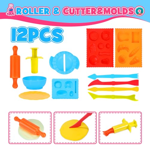 Toyze Playdough Tool Set for 38 Year Olds 30Piece Playdough Accessory Kit with Animal Molds Rolling Pin Storage Box STEM Educational Gift for Boys Girls Birthday Christmas Party Favor - Image 5