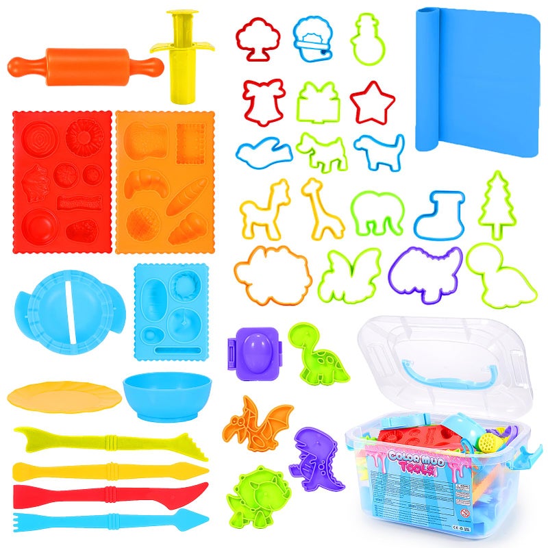 Toyze Playdough Tool Set for 38 Year Olds 30Piece Playdough Accessory Kit with Animal Molds Rolling Pin Storage Box STEM Educational Gift for Boys Girls Birthday Christmas Party Favor - Image 3
