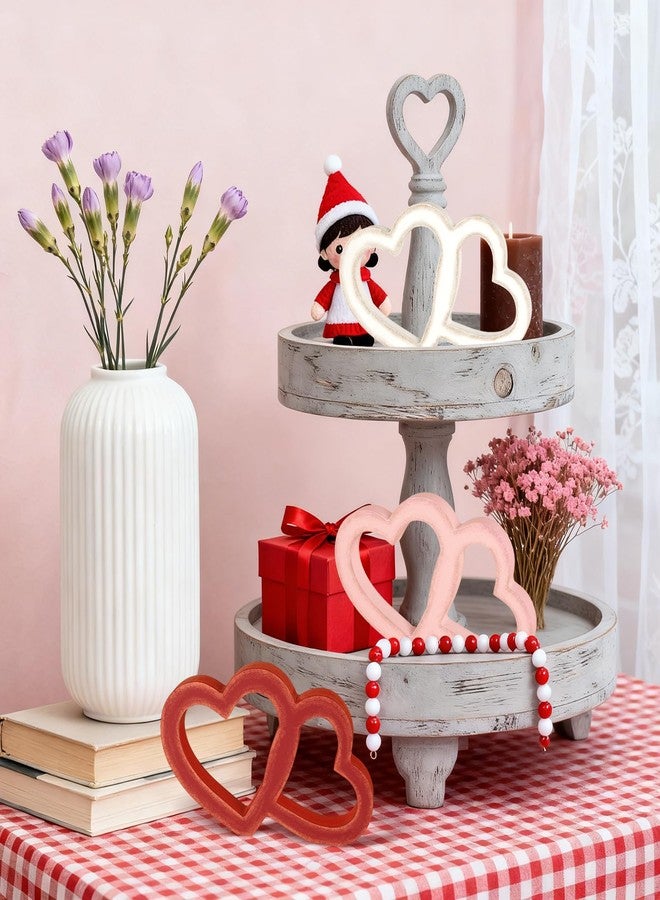 Yewfold Valentines Day Decorations, 3 Pcs Wooden Sweet Hearts Table Centerpiece Decor Sign, Openwork Vintage Heart Decoration for Valentine Day Wedding Office Home Table Mantel Decor (Hollow) - Image 5