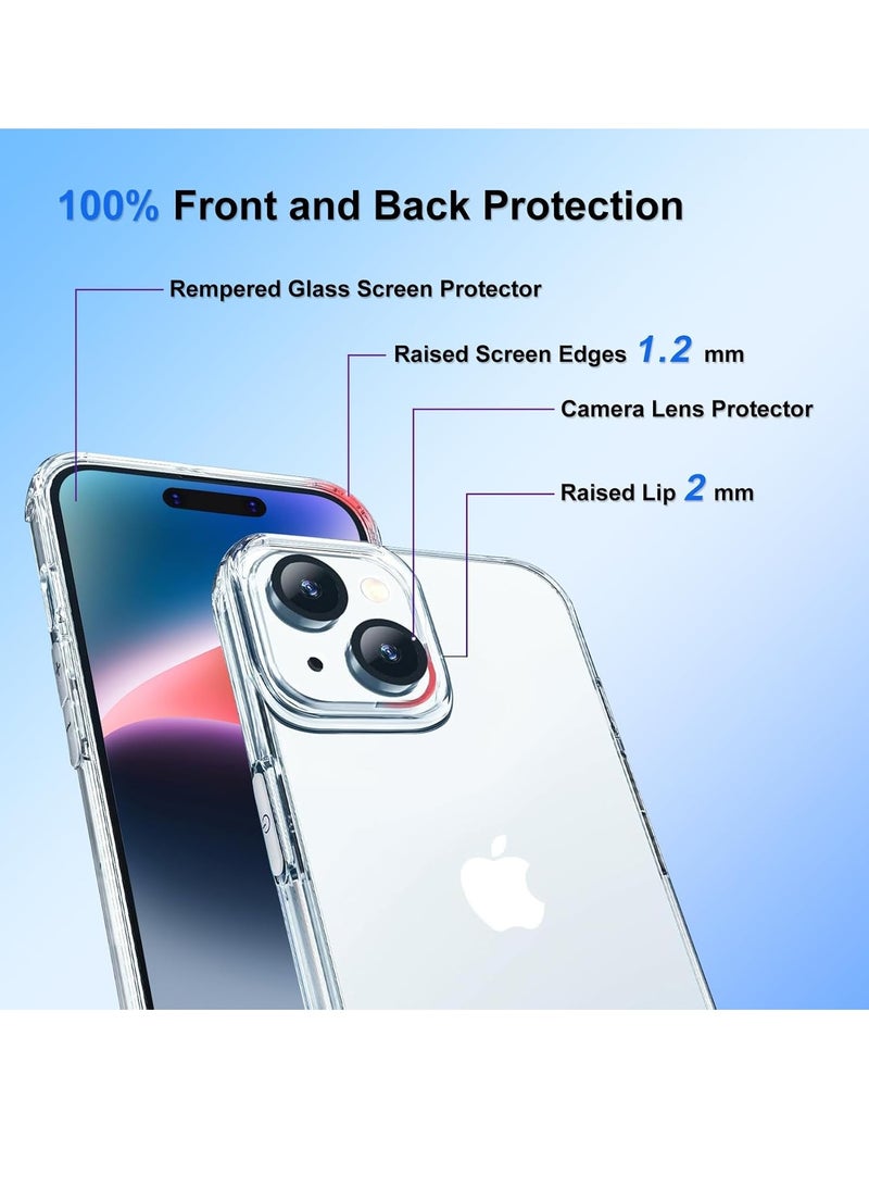 DUSALA [5 in 1 Designed for iPhone 14 Clear Case with Screen Protector[2 Pack] +Camera Lens Protector[2 Pack], Military Grade Drop Protection Transparent Cover 6.1 Inch - Image 5