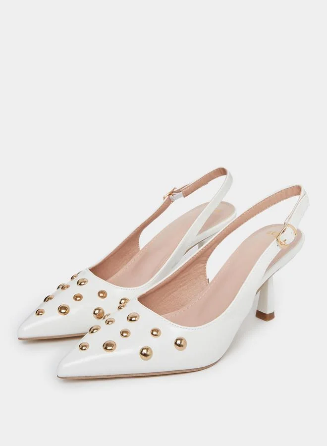 Styli Styli Studded Singback Kitten Heel Pumps