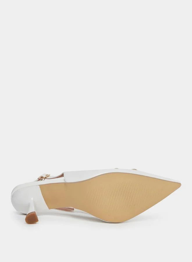 Styli Styli Studded Singback Kitten Heel Pumps