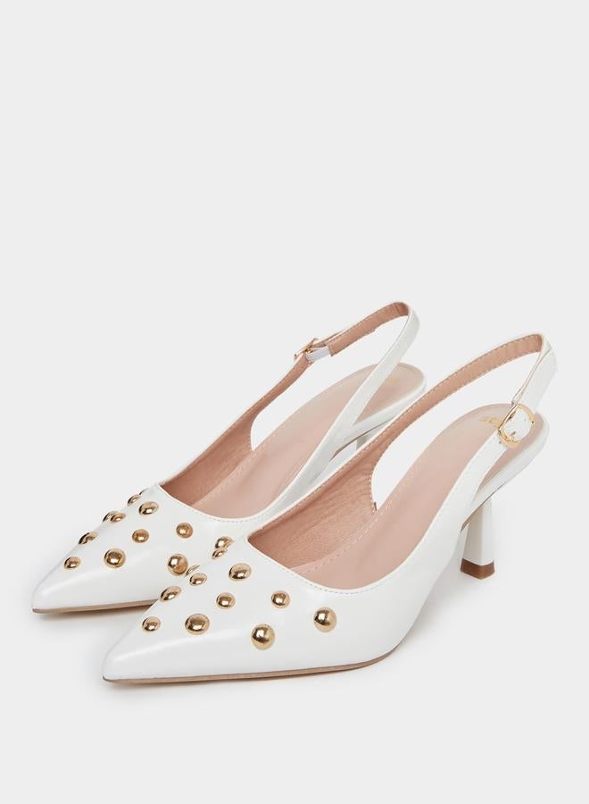 Styli Studded Singback Kitten Heel Pumps - Image 3