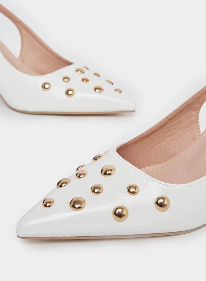 Styli Studded Singback Kitten Heel Pumps - Image 4