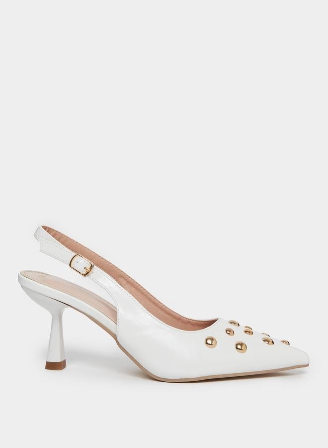 Styli Studded Singback Kitten Heel Pumps - Image 1