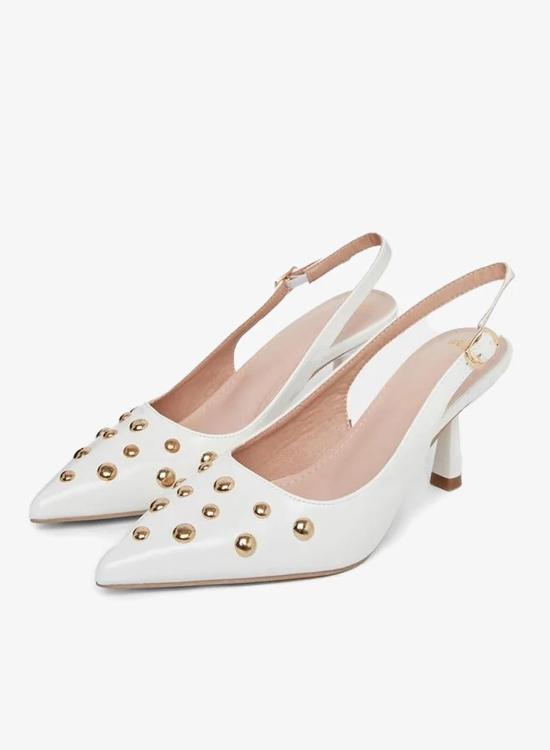 Styli Studded Singback Kitten Heel Pumps
