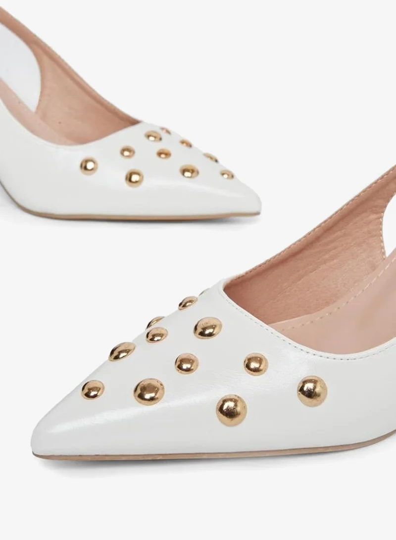 Styli Studded Singback Kitten Heel Pumps