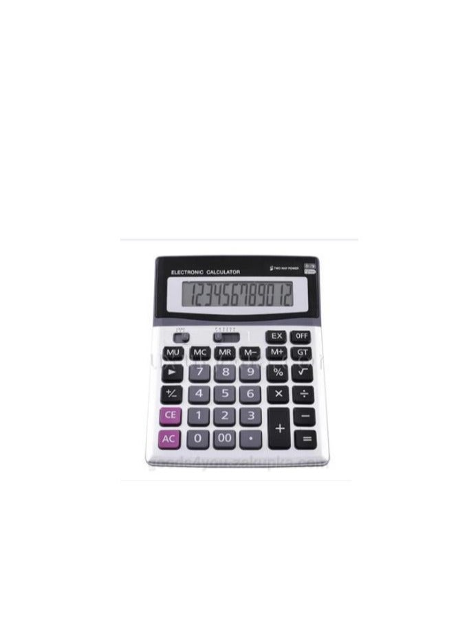 Large Key Buttons  12 Digits Desk Calculator with Calculator For Office School Home (Black-Style-3)
