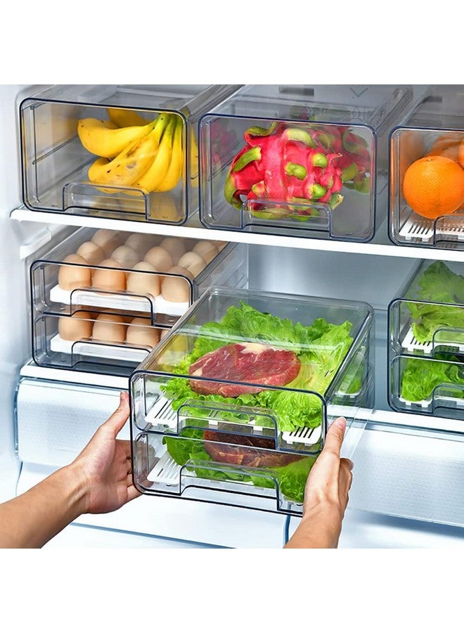 MosQuick® 1 box 2 Drawer Stackable fridge drawers vegetable storage box for fridge Fridge Storage Boxes fridge containers for storage box for refrigerator kitchen organizer fridge organiser 4.5Ltrs - Image 2