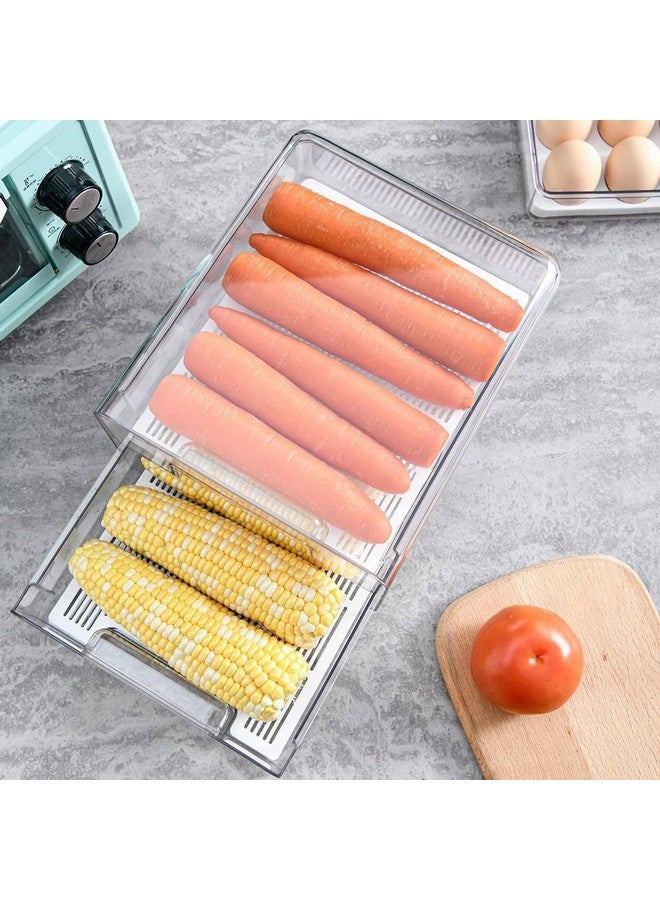 MosQuick® 1 box 2 Drawer Stackable fridge drawers vegetable storage box for fridge Fridge Storage Boxes fridge containers for storage box for refrigerator kitchen organizer fridge organiser 4.5Ltrs - Image 4