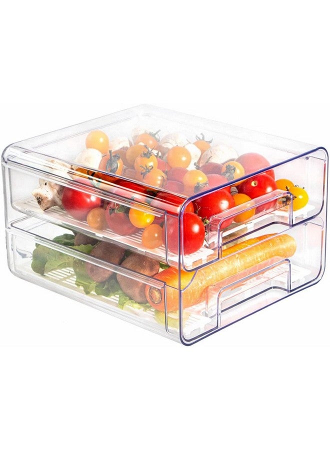 MosQuick® 1 box 2 Drawer Stackable fridge drawers vegetable storage box for fridge Fridge Storage Boxes fridge containers for storage box for refrigerator kitchen organizer fridge organiser 4.5Ltrs - Image 1