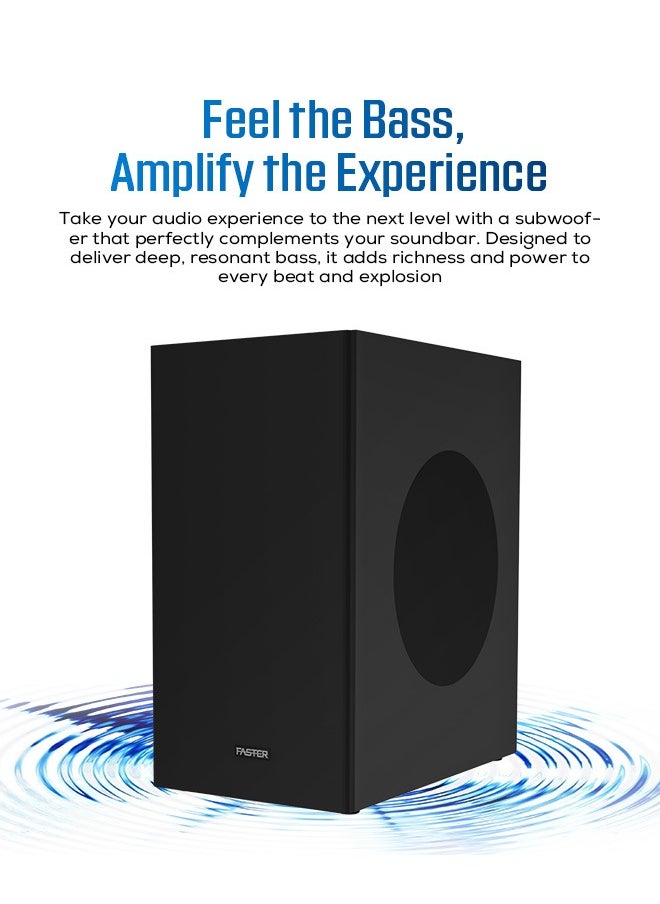Faster - T3000 2.1 CH Home Theater Soundbar Speakers - Wired Subwoofer & Wireless Soundbar Portable Speaker with RGB - 160W Powerful Audio Output - Deep and Thrilling Bass, Digital Embedded - Supporting Bluetooth 5.0, HDMI, AUX, USB, TV ARC, PC - Image 1