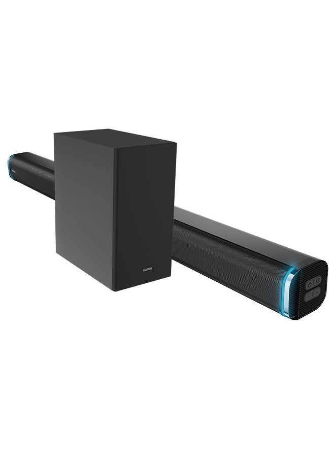 Faster - T3000 2.1 CH Home Theater Soundbar Speakers - Wired Subwoofer & Wireless Soundbar Portable Speaker with RGB - 160W Powerful Audio Output - Deep and Thrilling Bass, Digital Embedded - Supporting Bluetooth 5.0, HDMI, AUX, USB, TV ARC, PC - Image 1